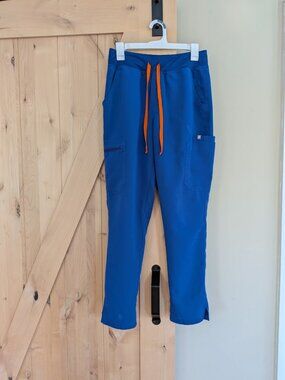 Figs Yola High Waisted Scrub Pants Medium M Winning Blue
